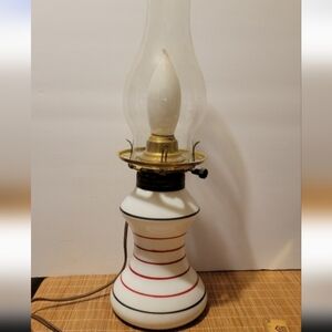 Vintage Milk Glass Oil Lamp Electrified